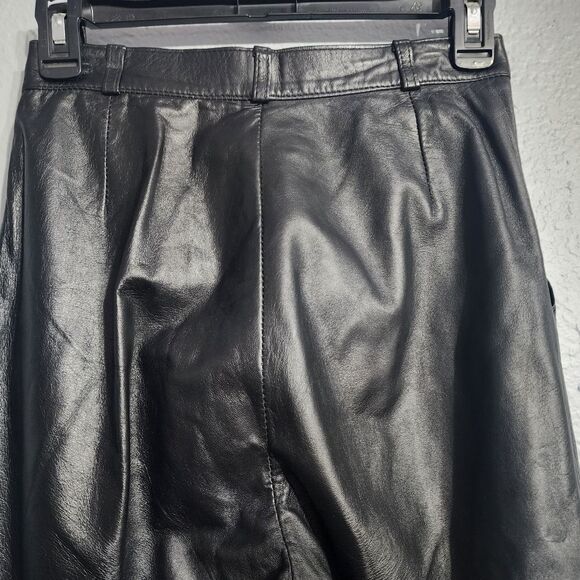 Vintage Italian Leather High Waist Pleated Pants 80s Skin Brand - Picture 4 of 7